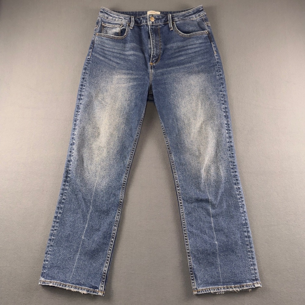 Driftwood Stella Straight Leg Jeans Medium Wash Raw Hem W29 L27 DW-P41425S